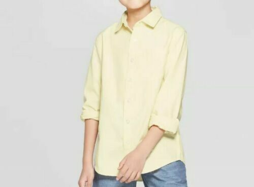 Cat & Jack Boy’s Long Sleeve Button Up Oxford Shirt Size S (6/7) Gold Beam