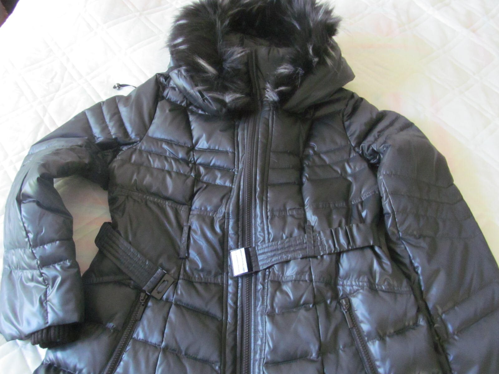 New Fleet Street Down Hooded Dark Green Jacket Size M $200