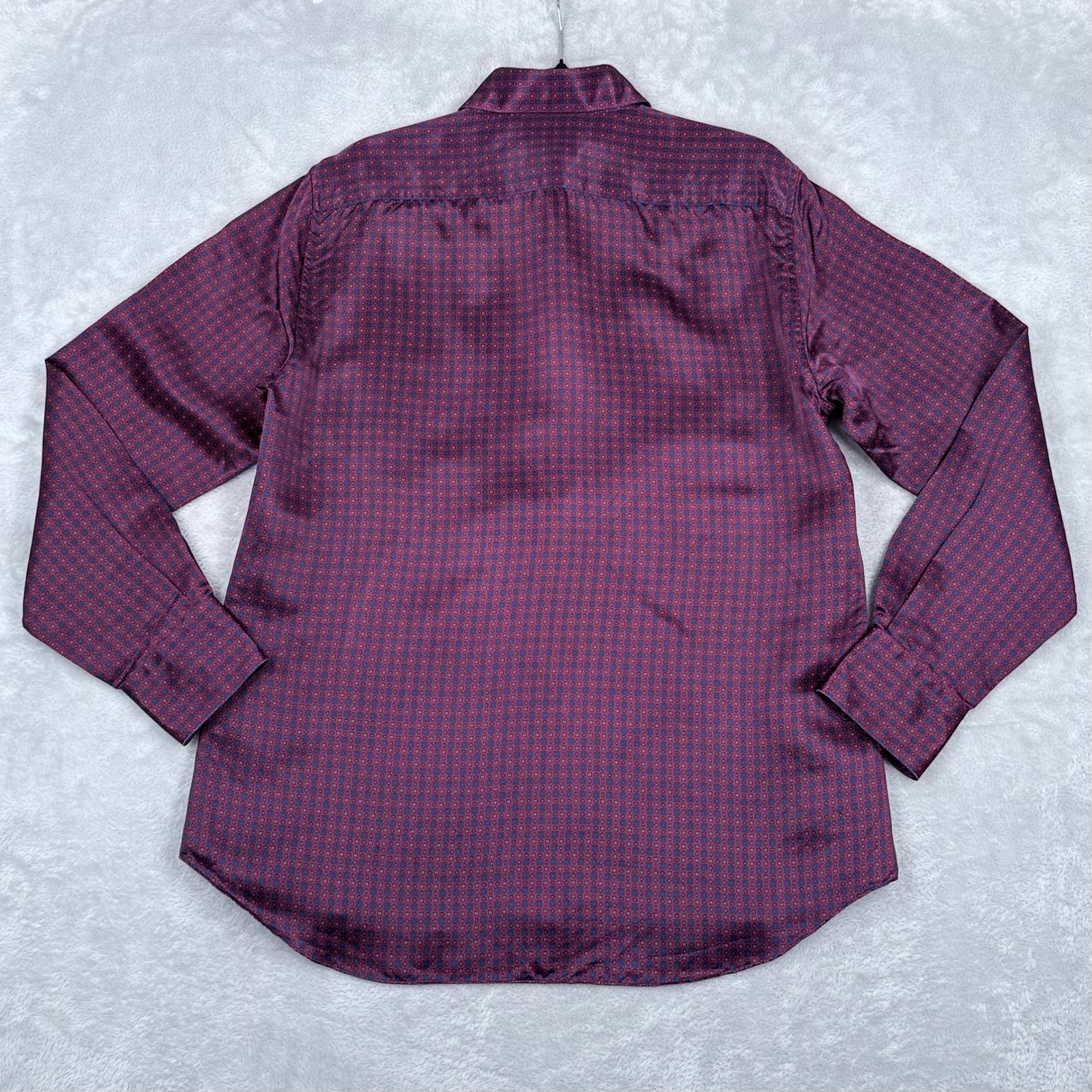 Stefano Ricci 100% Silk Button Up Shirt Mens Medium Red Blue Medallion Italy