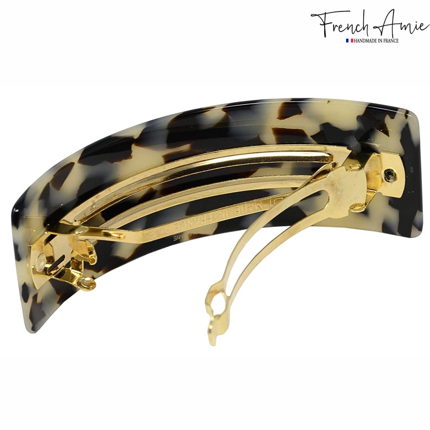 White Tokyo 3 3/4 Celluloid Automatic Hair Clip, Extra Wide Volume, Barrette