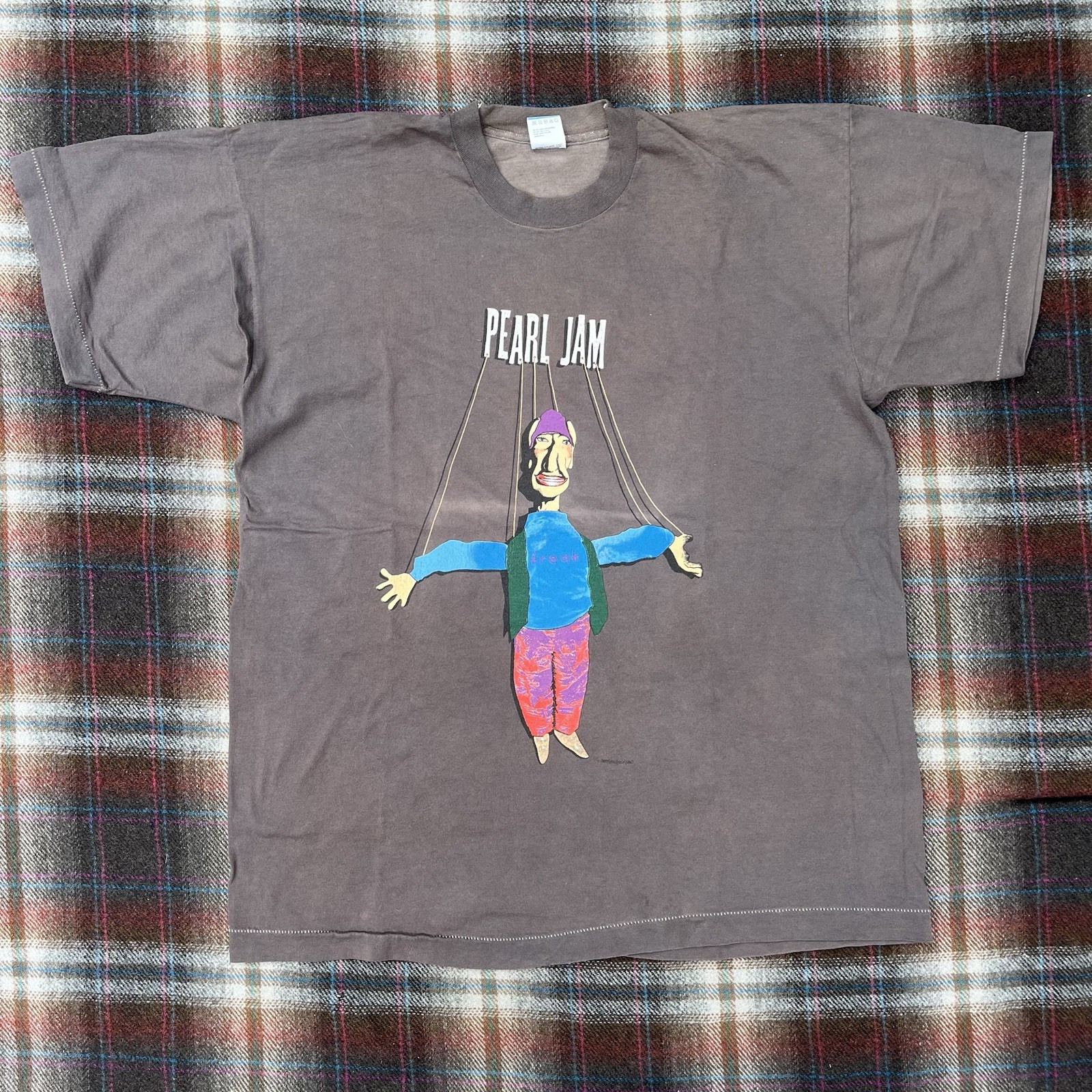Vintage 1994 Pearl Jam Shirt Freak Puppet Tour Fruit of the Loom XL 90s Grunge