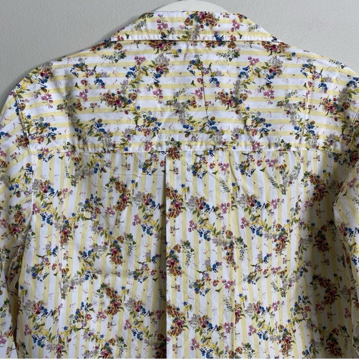 NWT Frank & Eileen Yellow Stripe Floral Button-Up Shirt