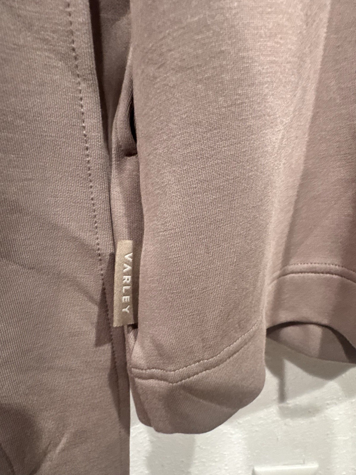 VARLEY Anset Jacket DoubleSoft Snap High Neck Belted Wrap Cardigan Mauve Taupe M