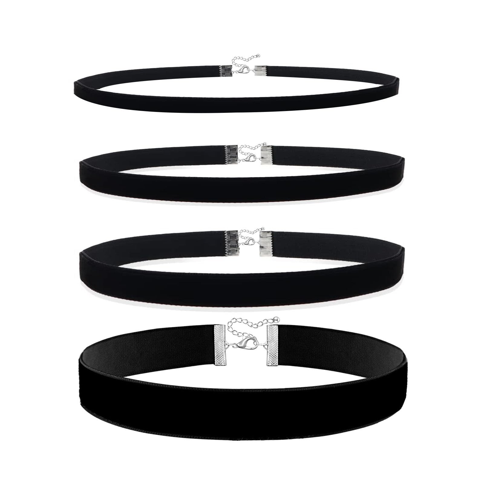 PINCHUAN 4PCS Black Choker Necklace for Women Velvet One Size, black