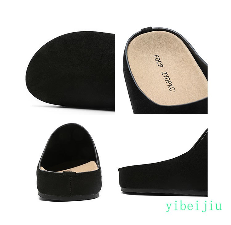 Mens Suede Mule Clogs Casual Round Toe Slippers Flat Loafers Shoes Wide