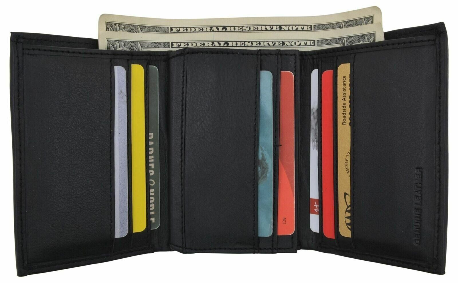 Leatherboss Mens RFID Blocking Hunter Leather Credit Card ID Trifold Wallet