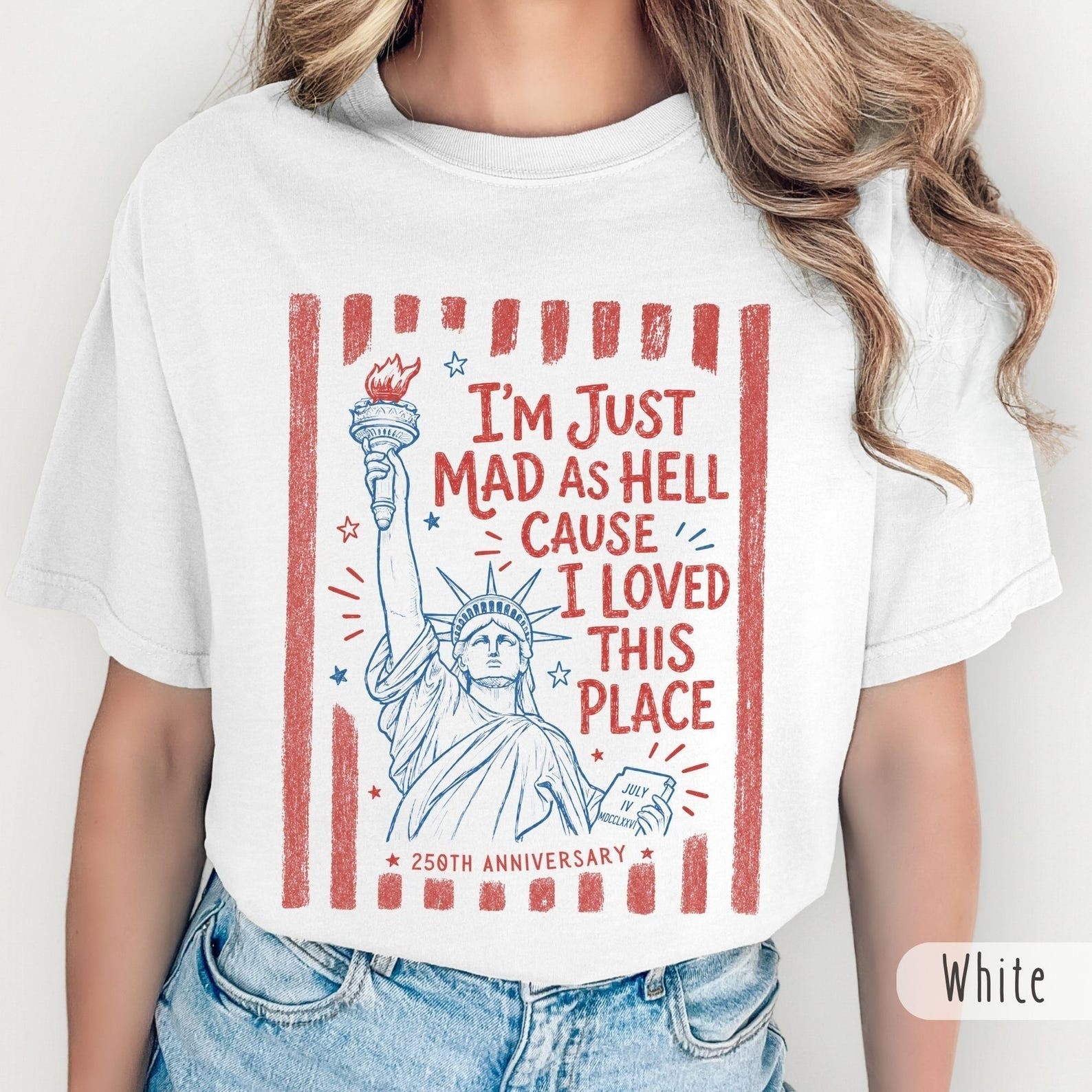 Patriotic America 250th Anniversary Shirt, Red White Blue USA Tee