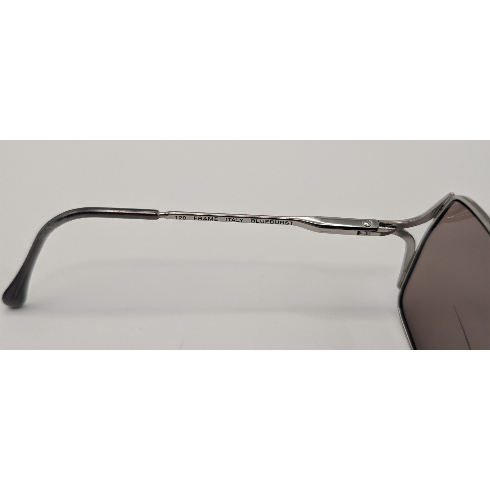 BerDel Sferoflex Abby Vintage Square Sunglasses Silver Blueburst Italy 120mm