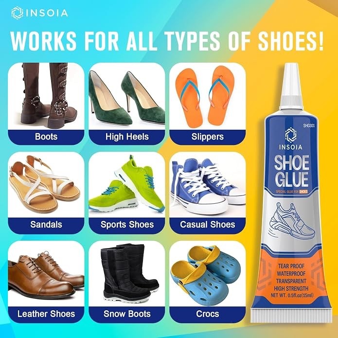 Shoe Glue Sole Repair Kit, Heavy Duty Shoe Adhesive, Waterproof, Flexible, Clear