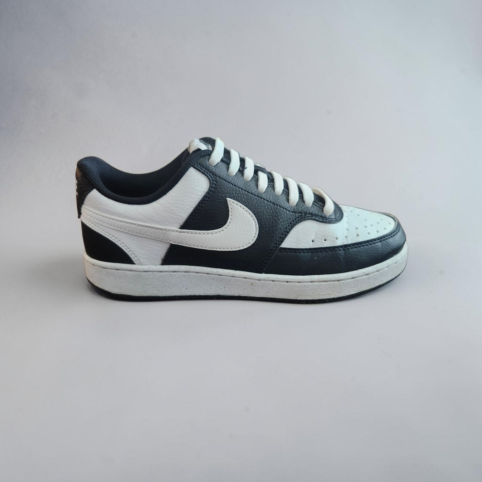 Nike Court Vision Low Men’s Leather Lace-Up Sneakers Black/White HM9862-001