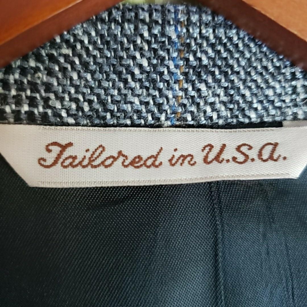 Stafford Blazer Mens 42 Gray Check Polyester Wool Silk Tweed Sport Coat USA