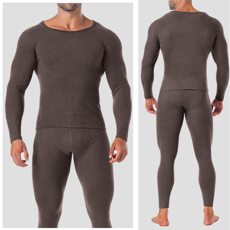 Men Fleece Lined Thermal Underwear Set Warm Soft Fit Long Johns Tops and Pants
