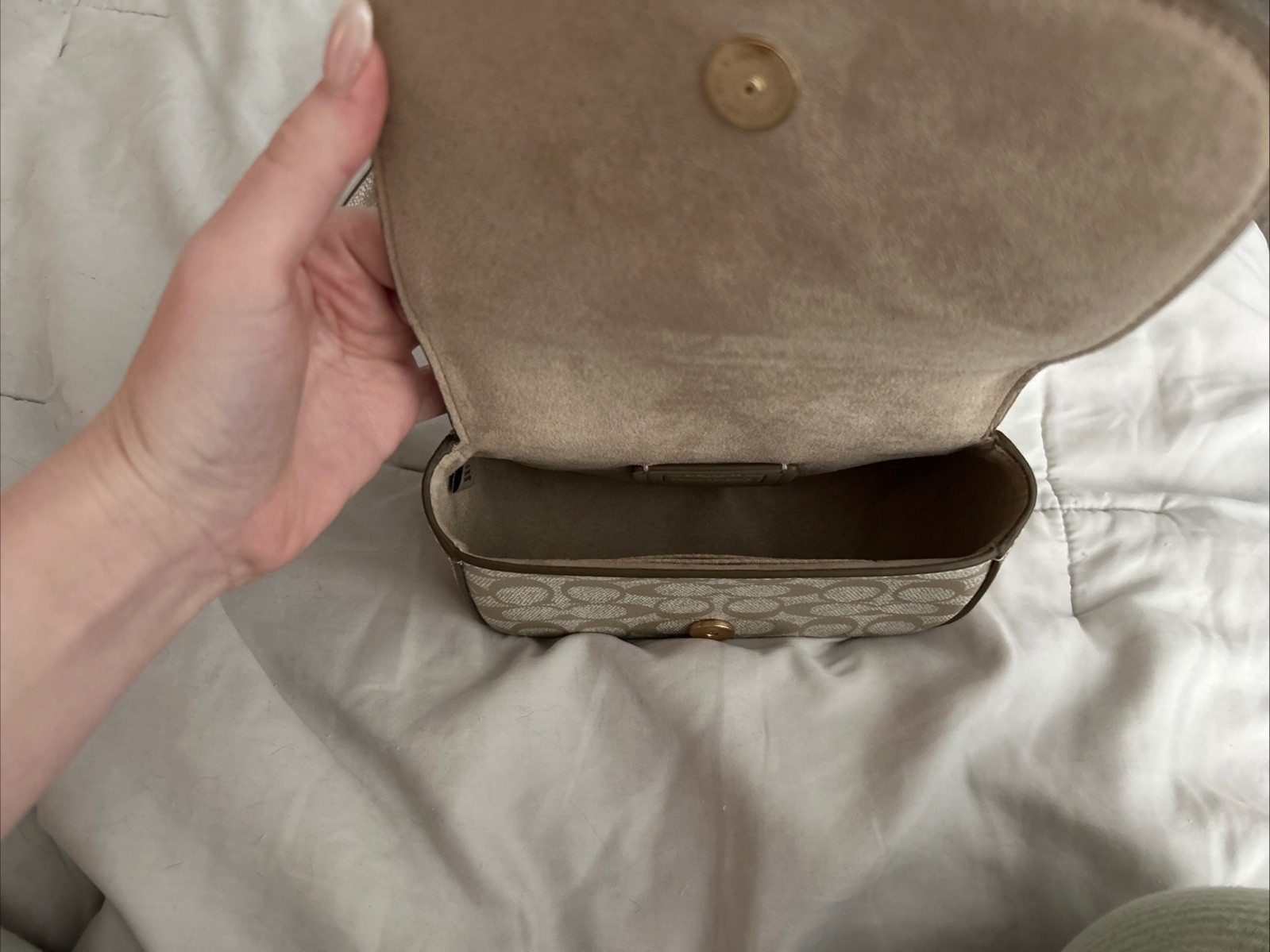Coach Lysa Top Handle Bag Signature Canvas & Leather Champagne