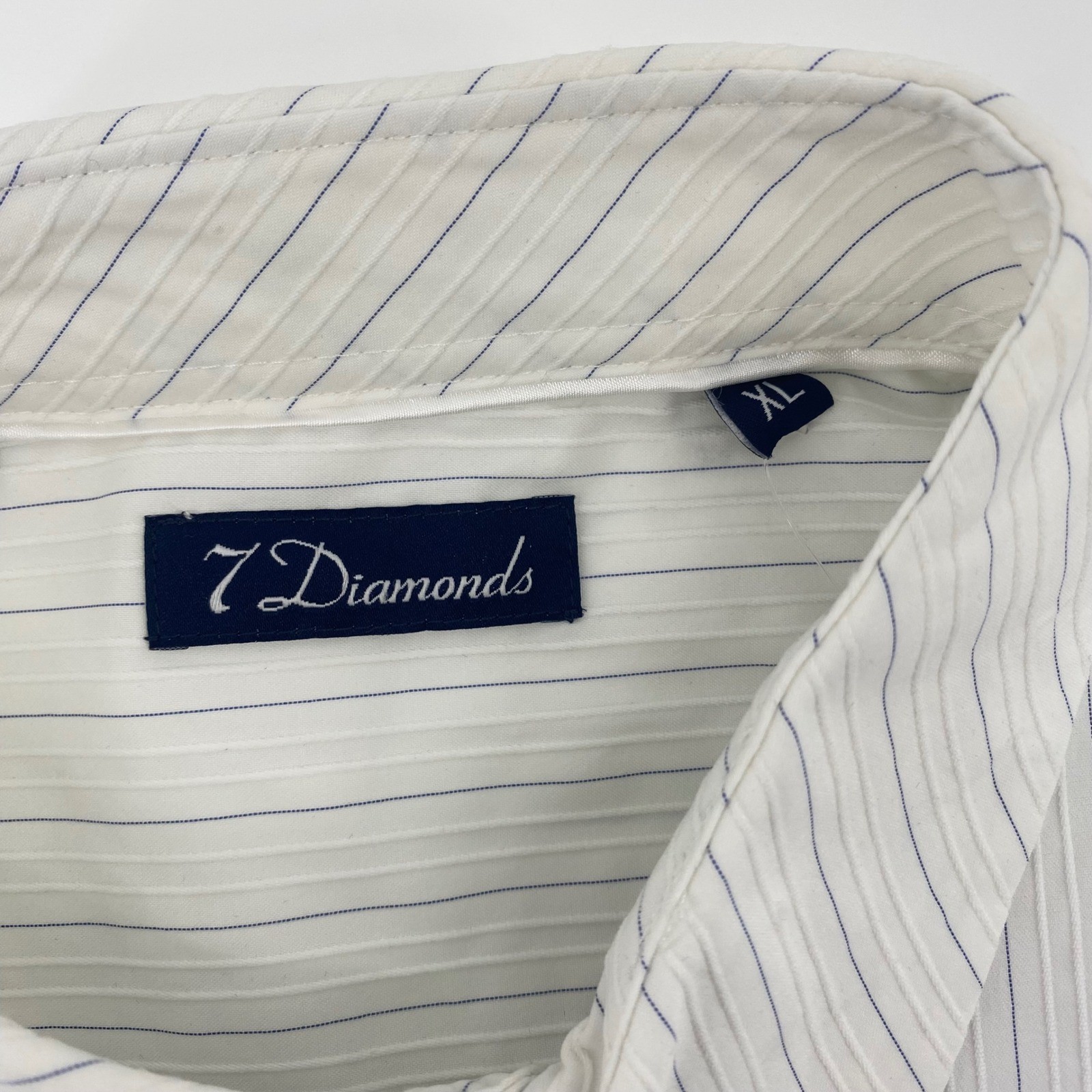 7 Diamonds Button Down Men XL White Pinstripe Big City Nights Long Sleeve