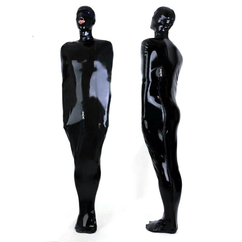 Latex Full Cover Sleep Bag Rubber Gummi Catsuit Vacuum Body Hooded Sleep Sack