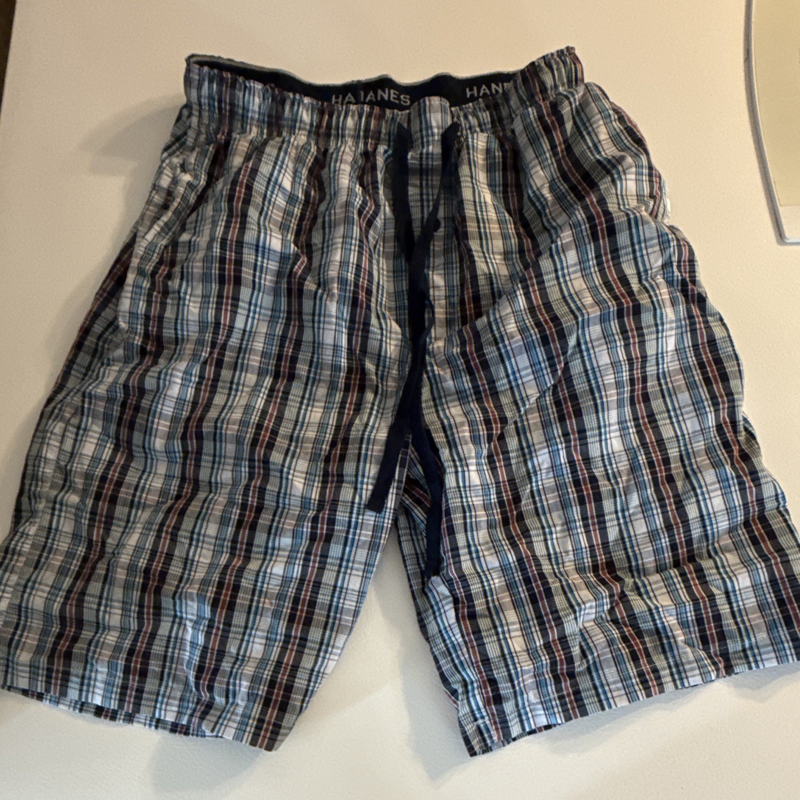 Hanes Men’s Plaid Boxer Shorts Underwear Size M Multicolor Cotton Blend