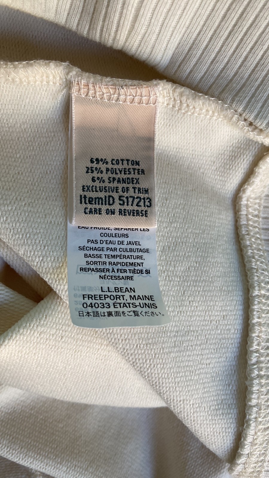 L.L. Bean Womens Size M / L Off White Striped Pullover Cozy Sweatshirt Dress