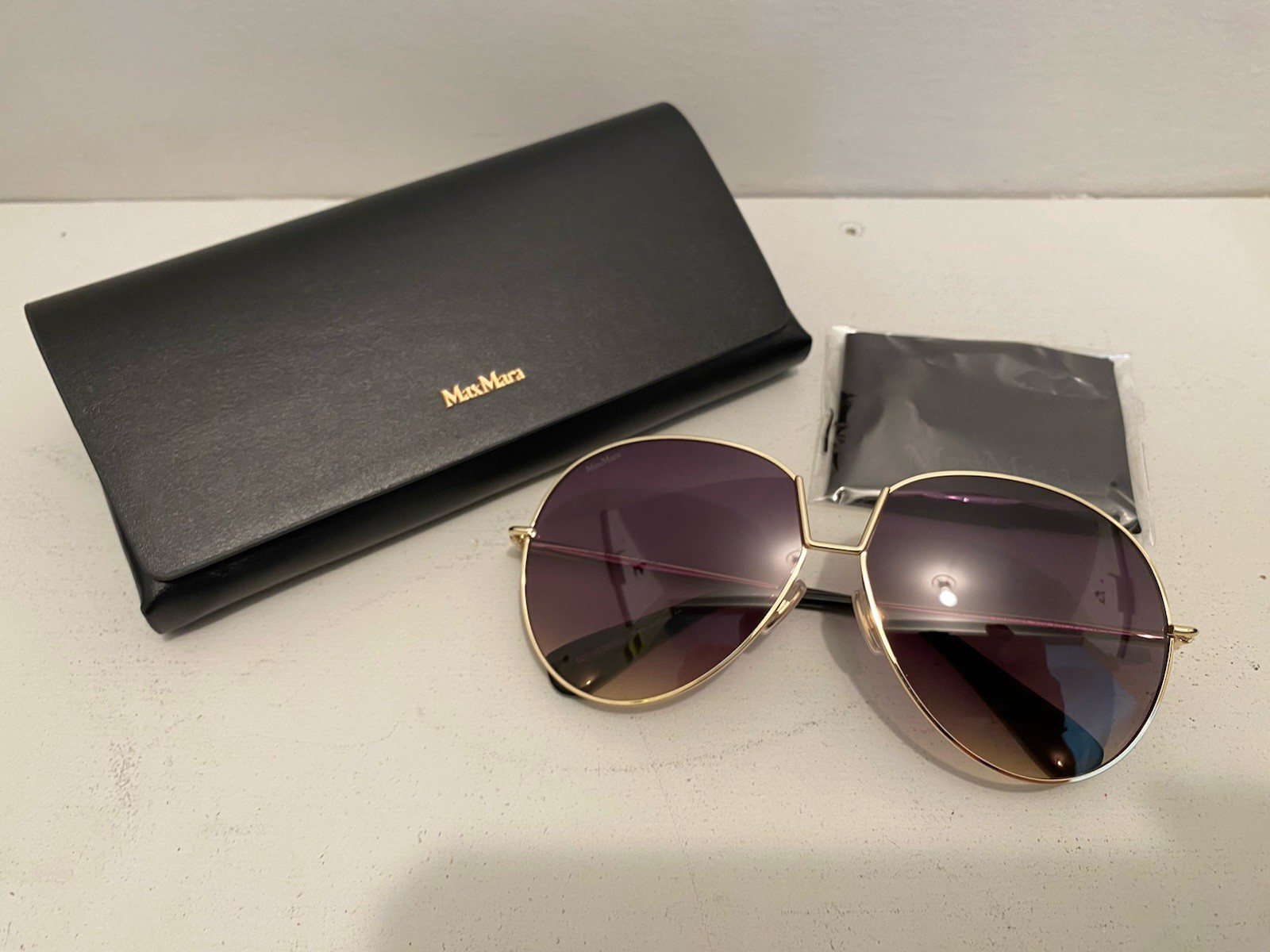 Max Mara MM0081 Gold Frame Aviator Sunglasses 60mm