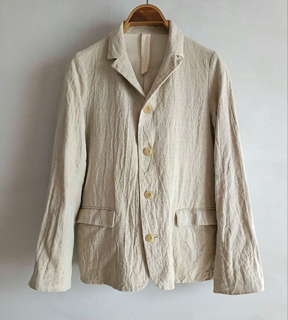 ECOLE DE CURIOSITES Linen Ramie Tightly Woven Jacket Size M Washed Out Finish