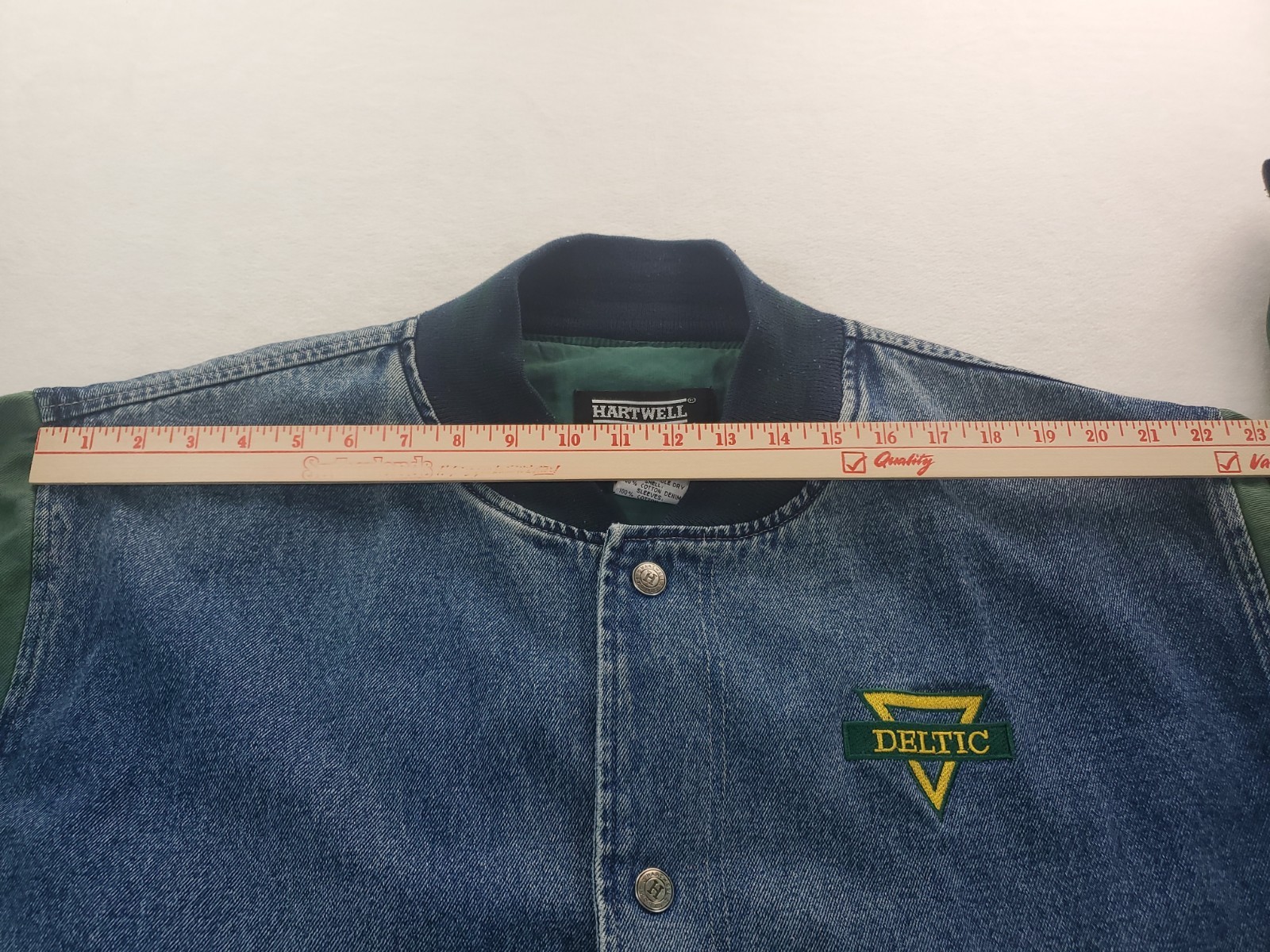 Vintage Hartwell Denim Varsity Bomber Jacket Deltic Logo Size XL