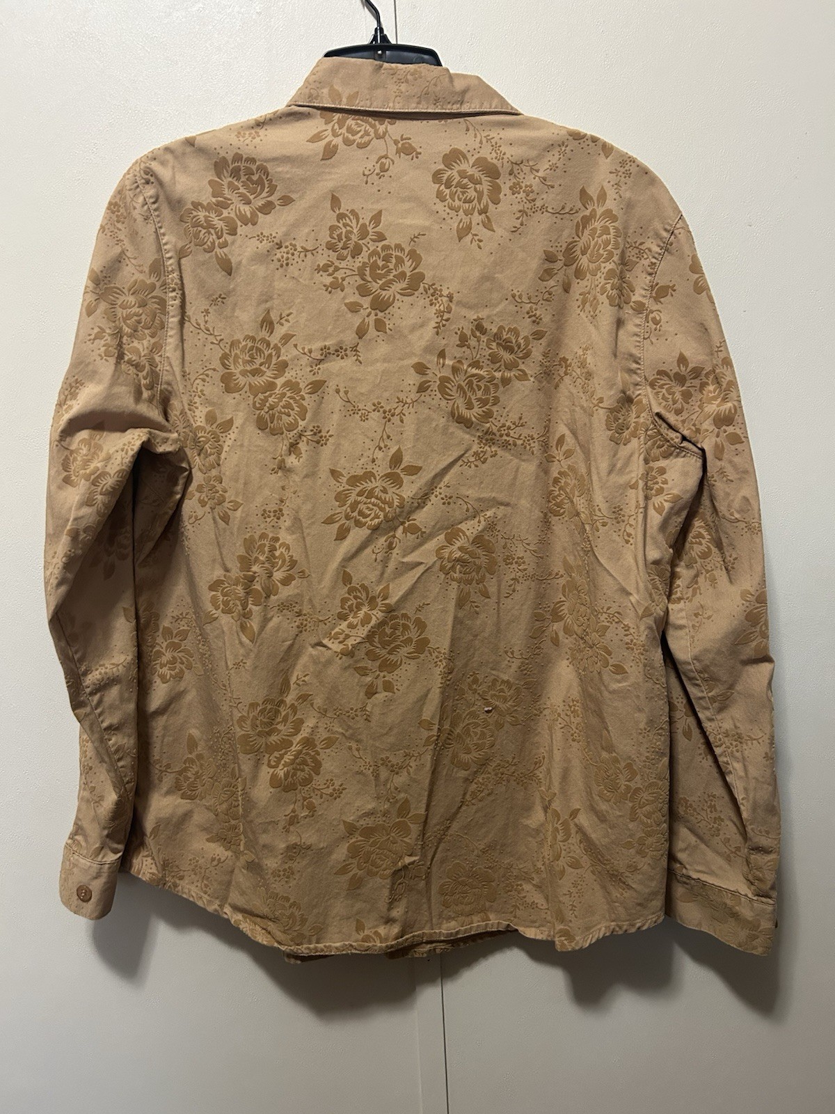 Lemon Grass Women’s Beige Button Up Long Sleeve Floral Print Size L