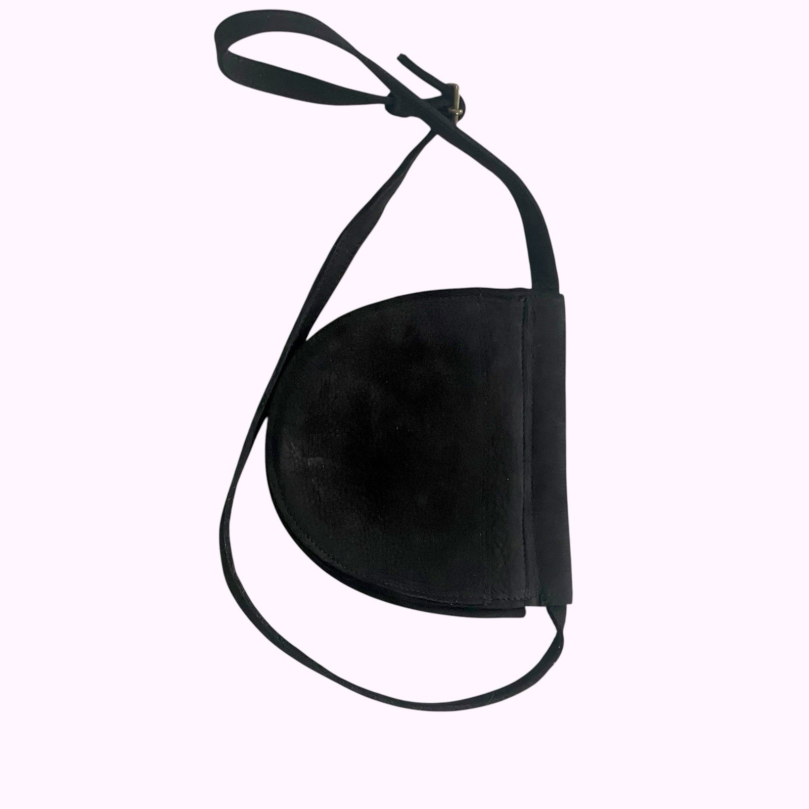 Sundance Saddle Shoulder Belt Bag Vera Pelle Black Suede Studded Leather Pouch