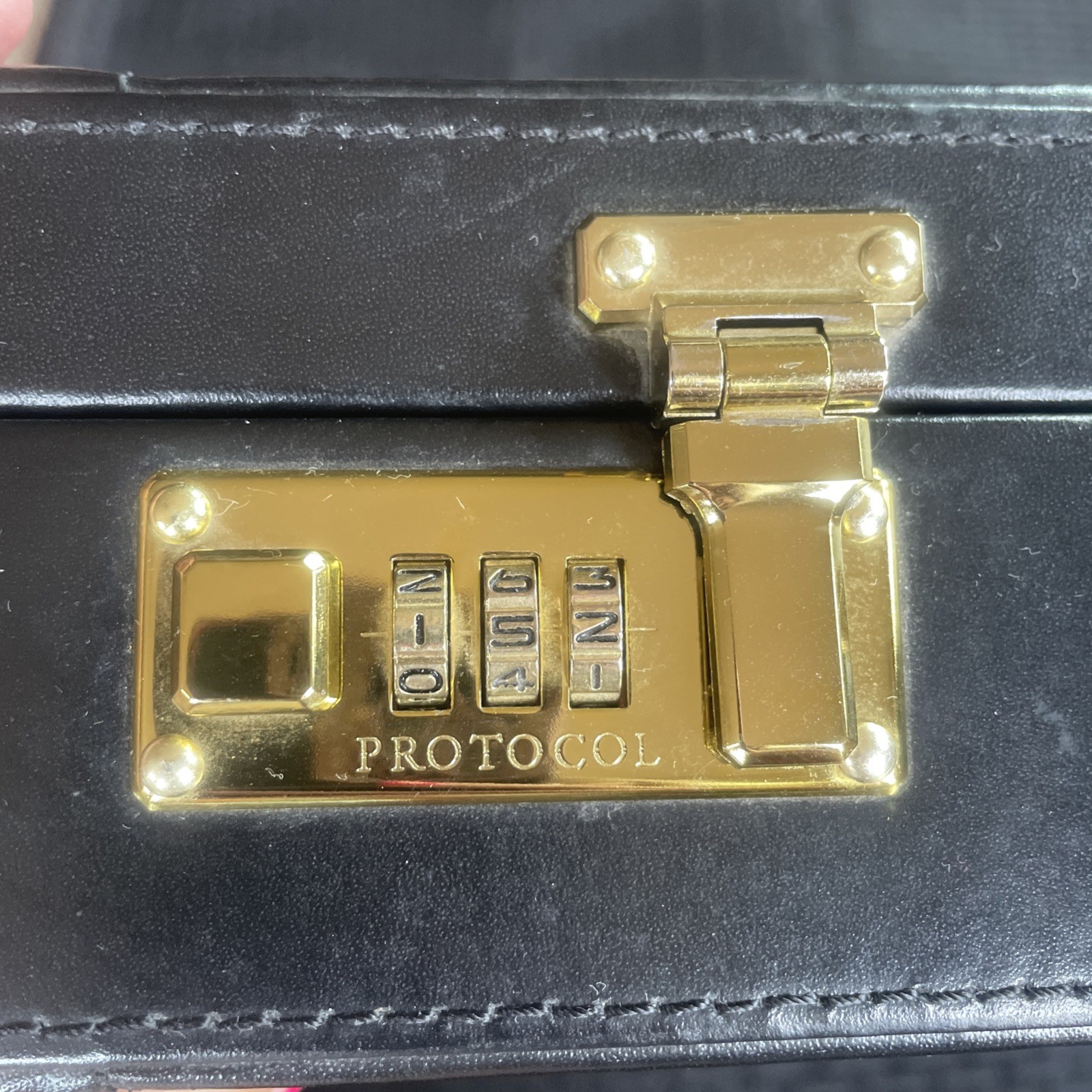 Vintage Protocol Black Hard Attache Briefcase 18″ Dual Combination Locks Clean