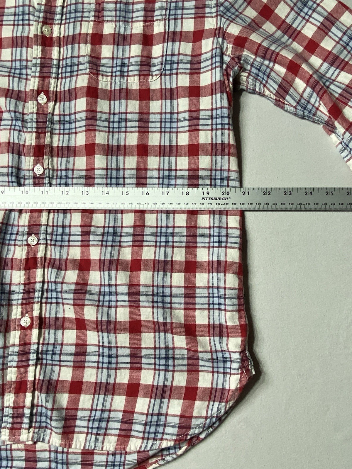 Grayers Clothiers Mens Large Plaid Button Down Shirt Cotton Linen Red Blue