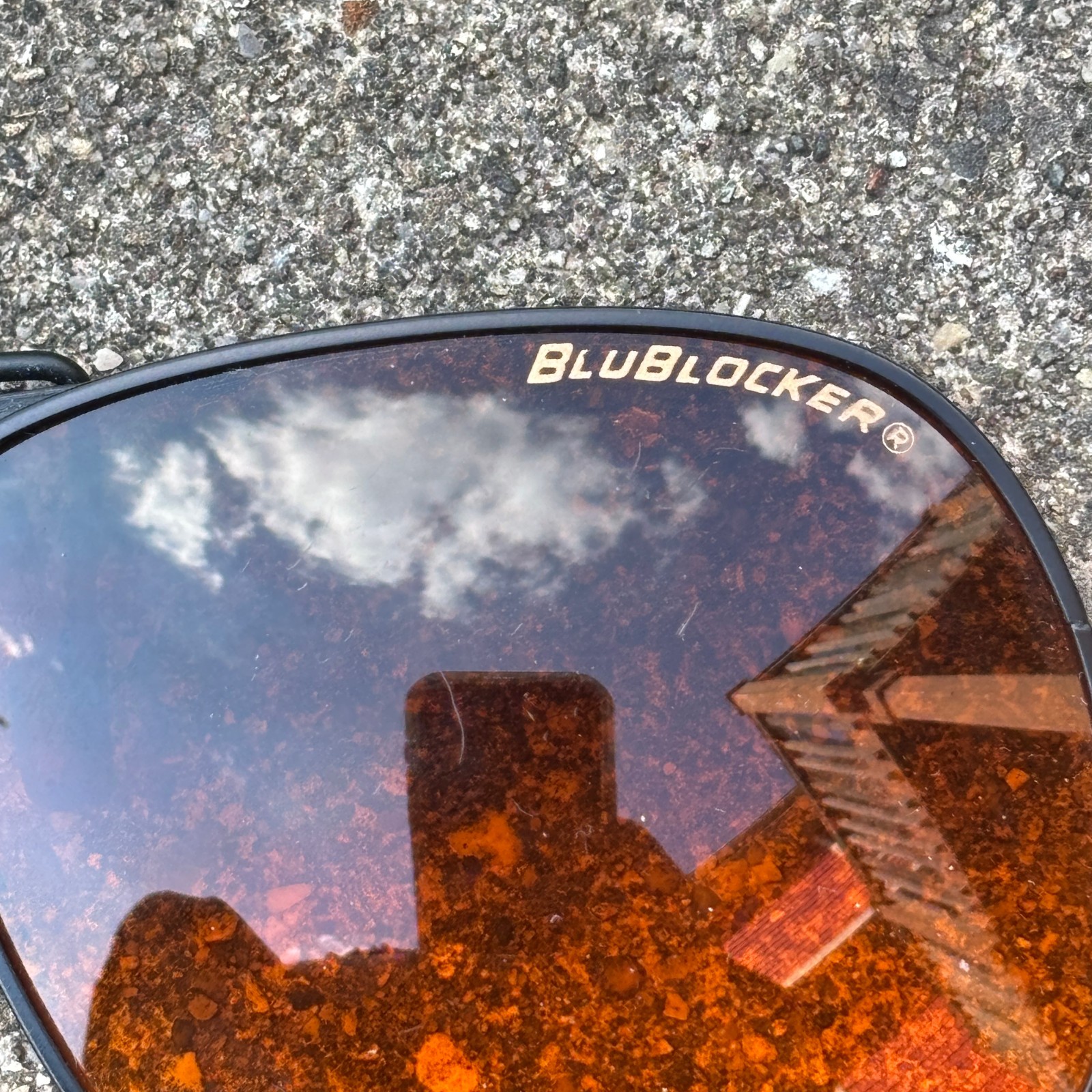 Vintage BlueBlocker Aviator Clip-on Sunglasses High Resolution Black Metal Frame