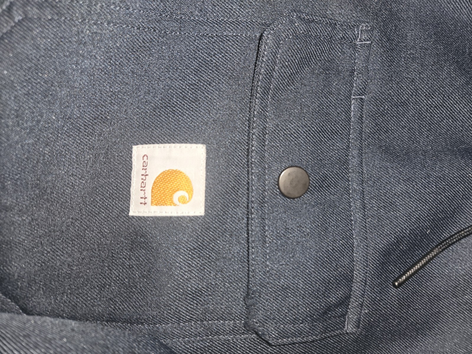 Carhartt Navy Button-Front Jacket Mens L Relaxed Fit Pockets Workwear