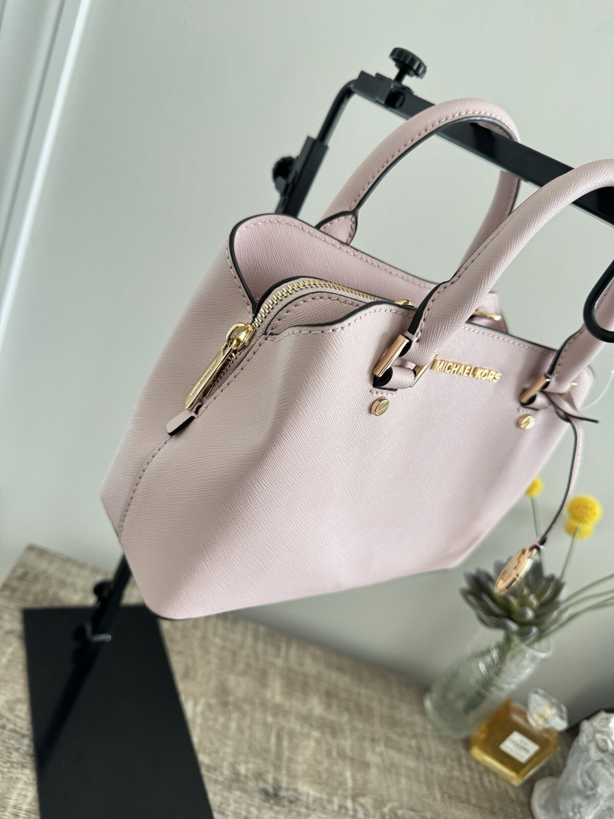 NWT MICHAEL KORS SAVANNAH BLOSSM SMALL SATCHEL SAFFIANO LEATHER