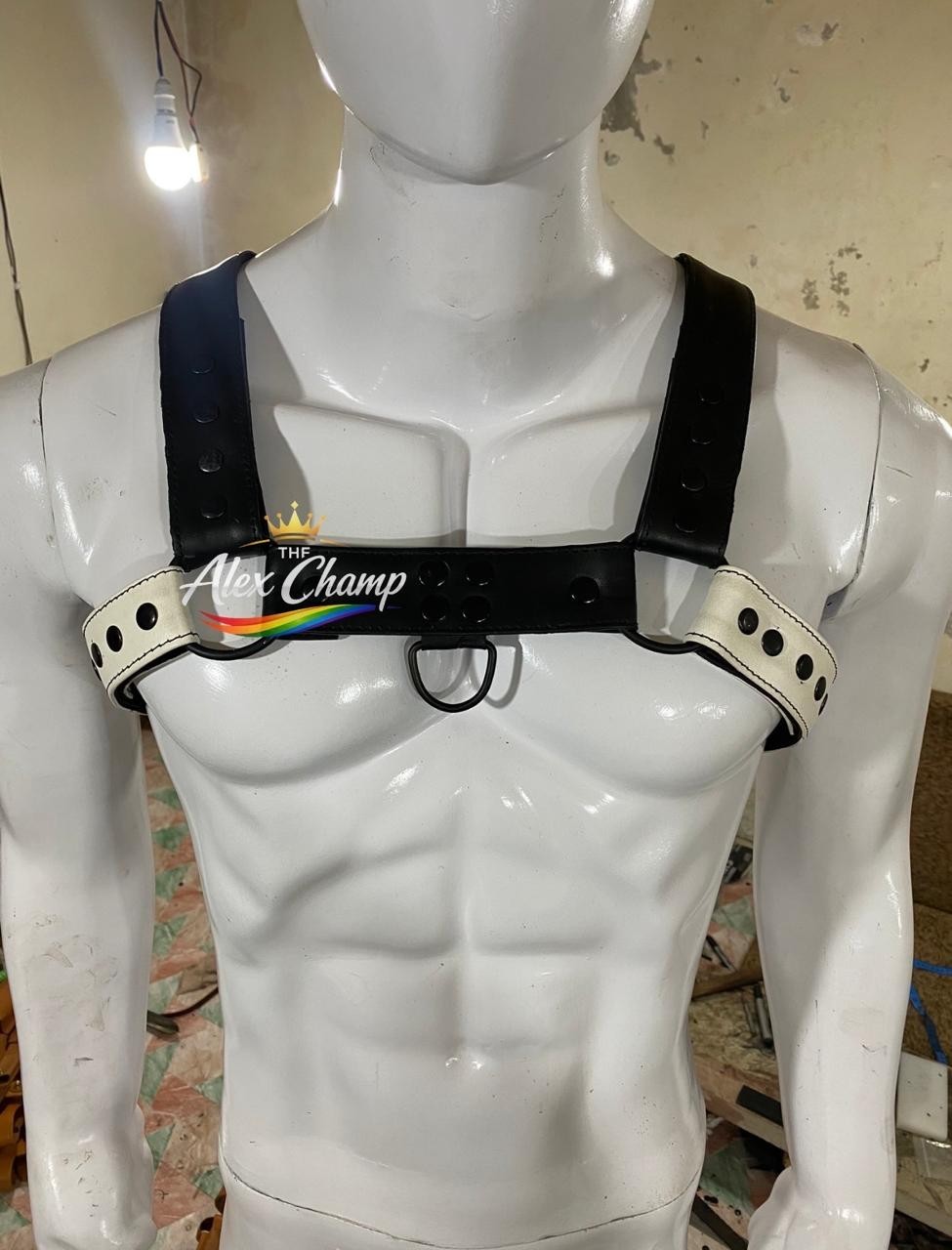 Men Leather Body Chest Harness Chest Armor Adjustable Button Strap..