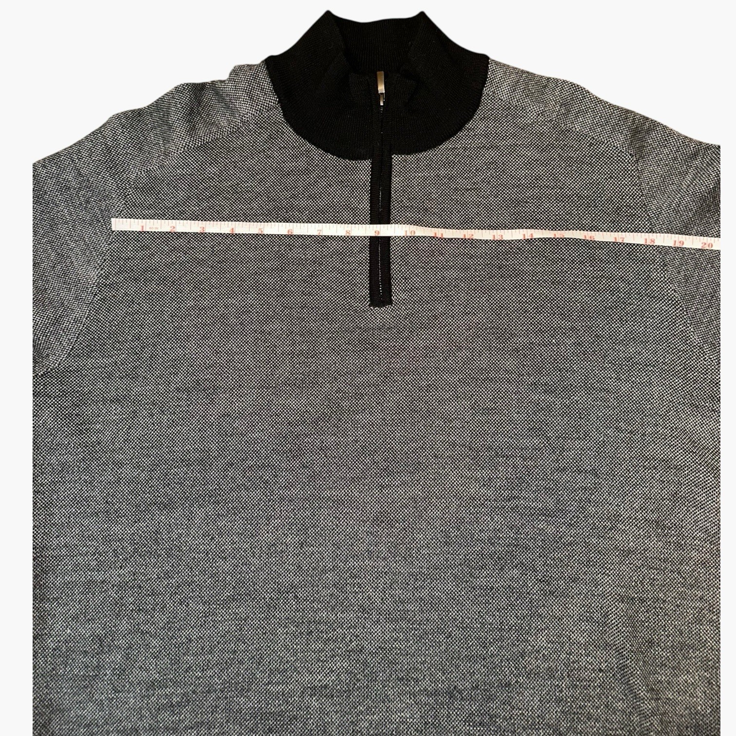 Daniel Cremieux Signature Quarter Zip Sweater Mens XL Gray Black Merino Wool