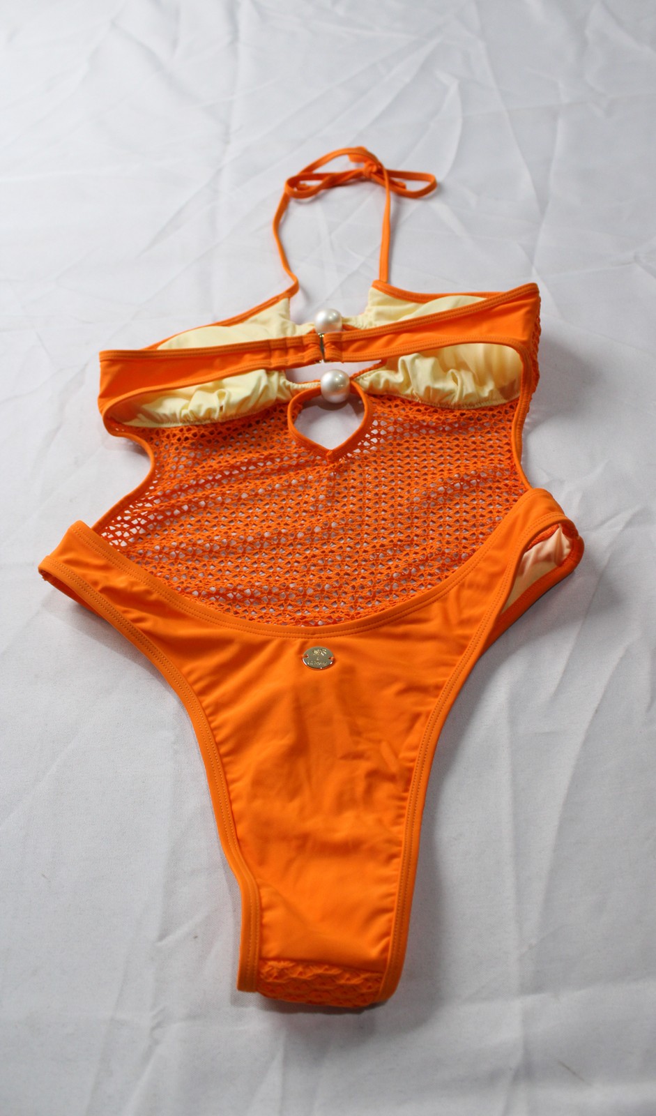 Cupshe Women’s Full Ignition High Neck Monokini Swimsuit EH6 Orange Small NWT