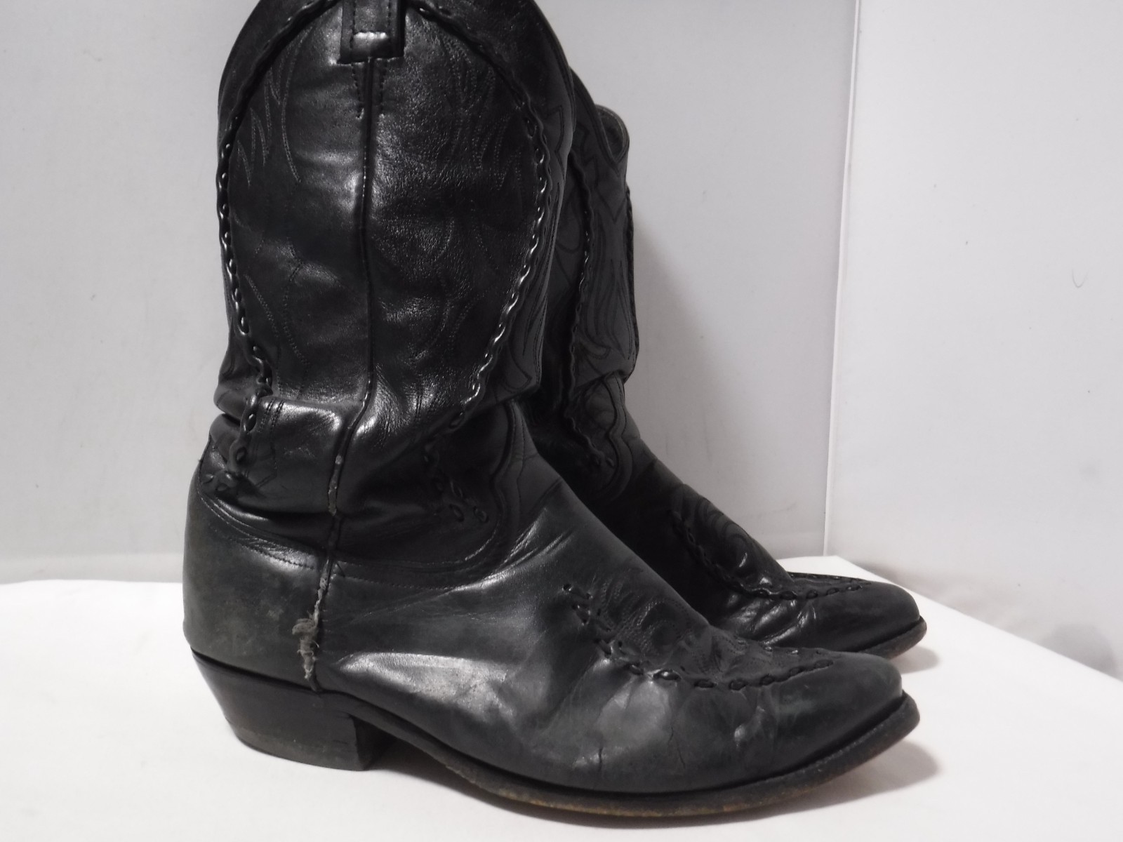 Dan Post-Phoenix Distressed Western Boots Men Size 8.5 EW Black Leather 16660