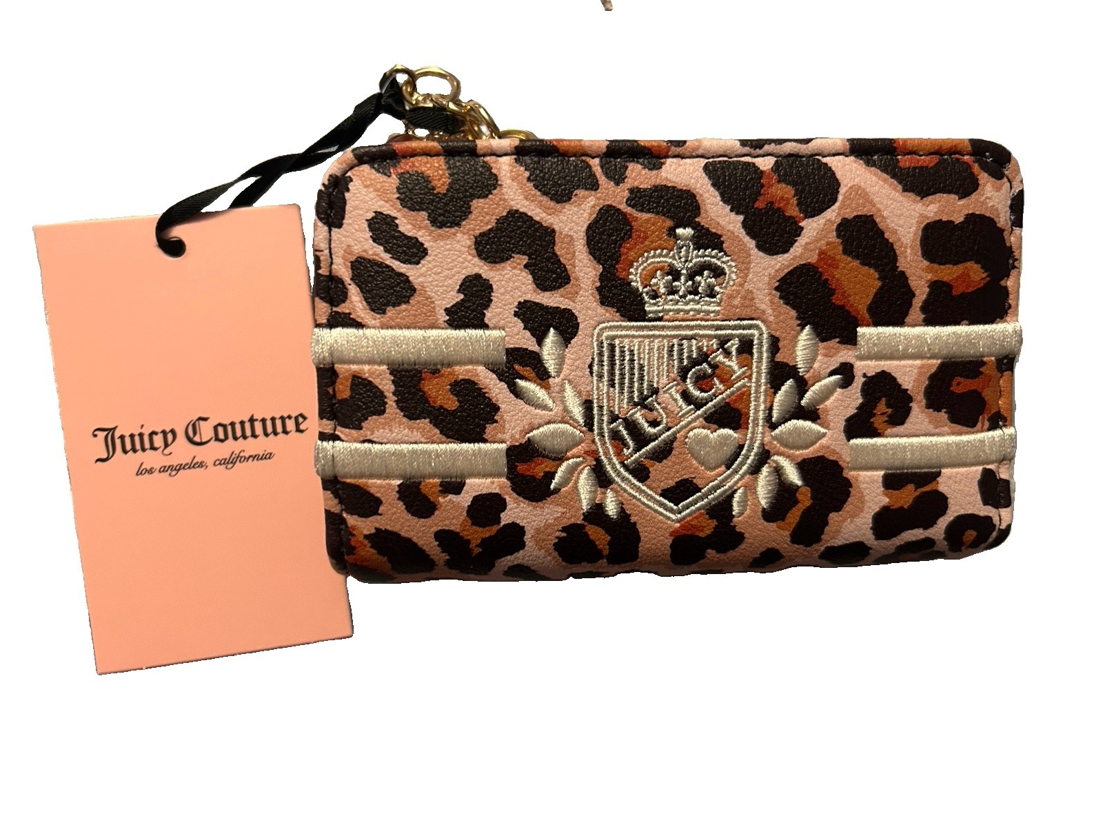 Juicy Couture Leopard Print Prep School Wallet W/Heart Charm NEW