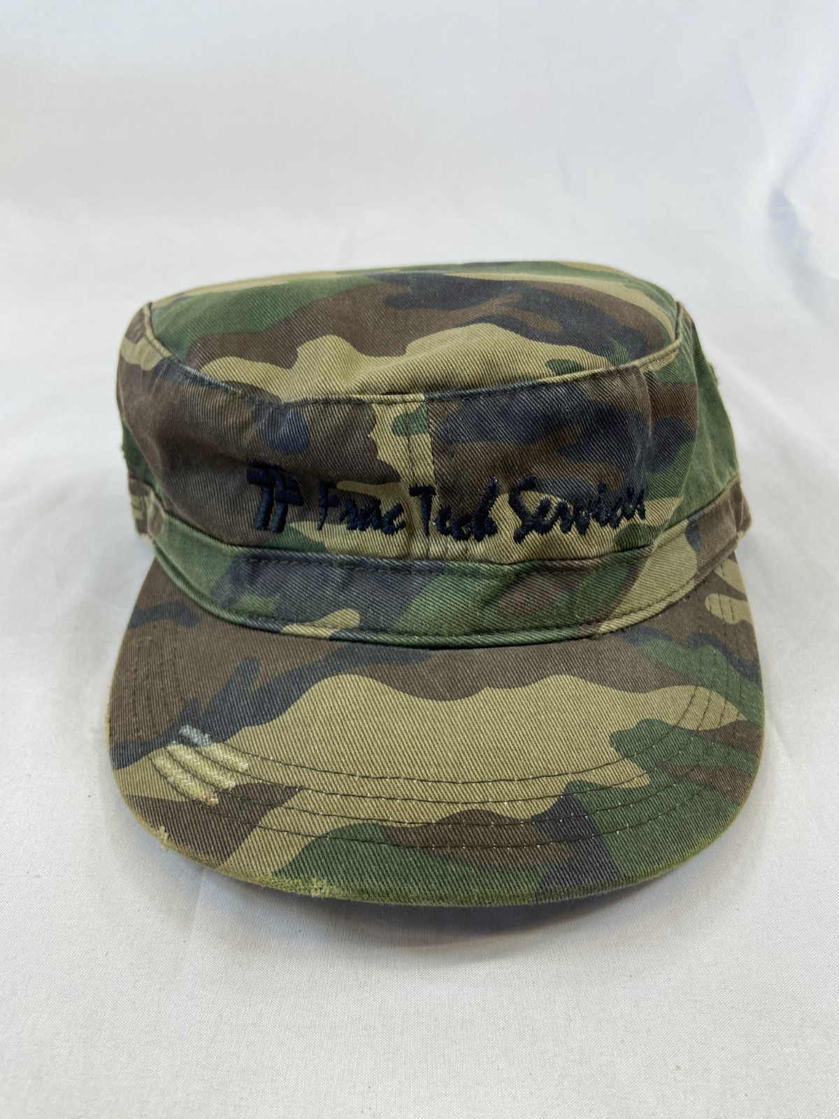 Frac Tech Services Cadet Cap Strapback Hat Camo Distressed Casual Work Wear OSFA