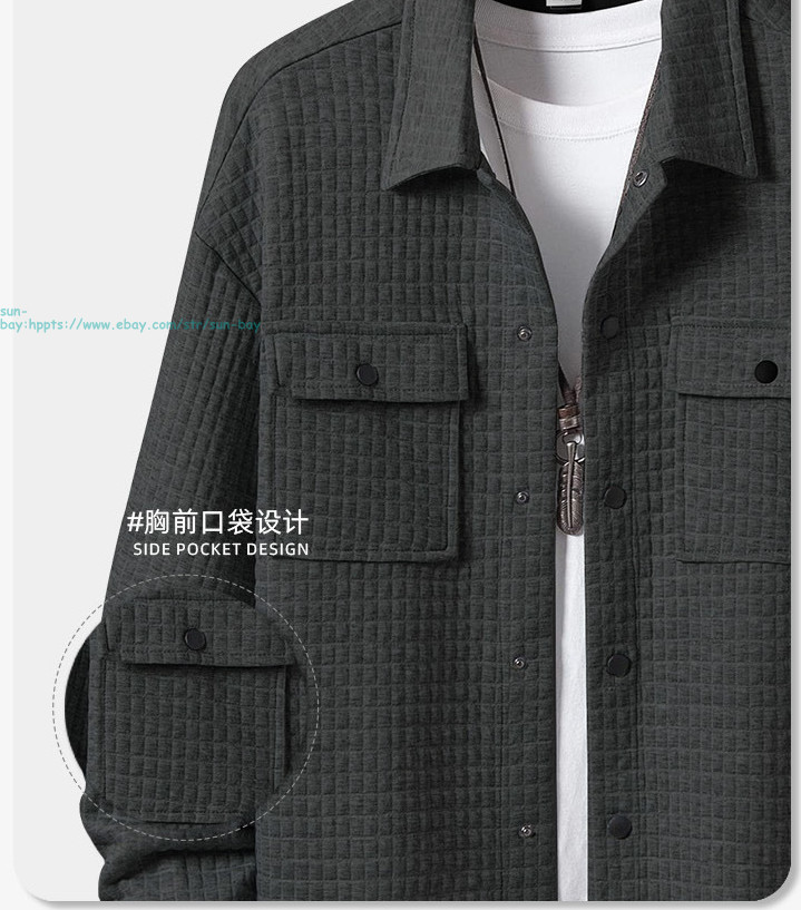 Men’s Button Down Jacket Causal Long Sleeve LightWeight Coats with Flap Pockets