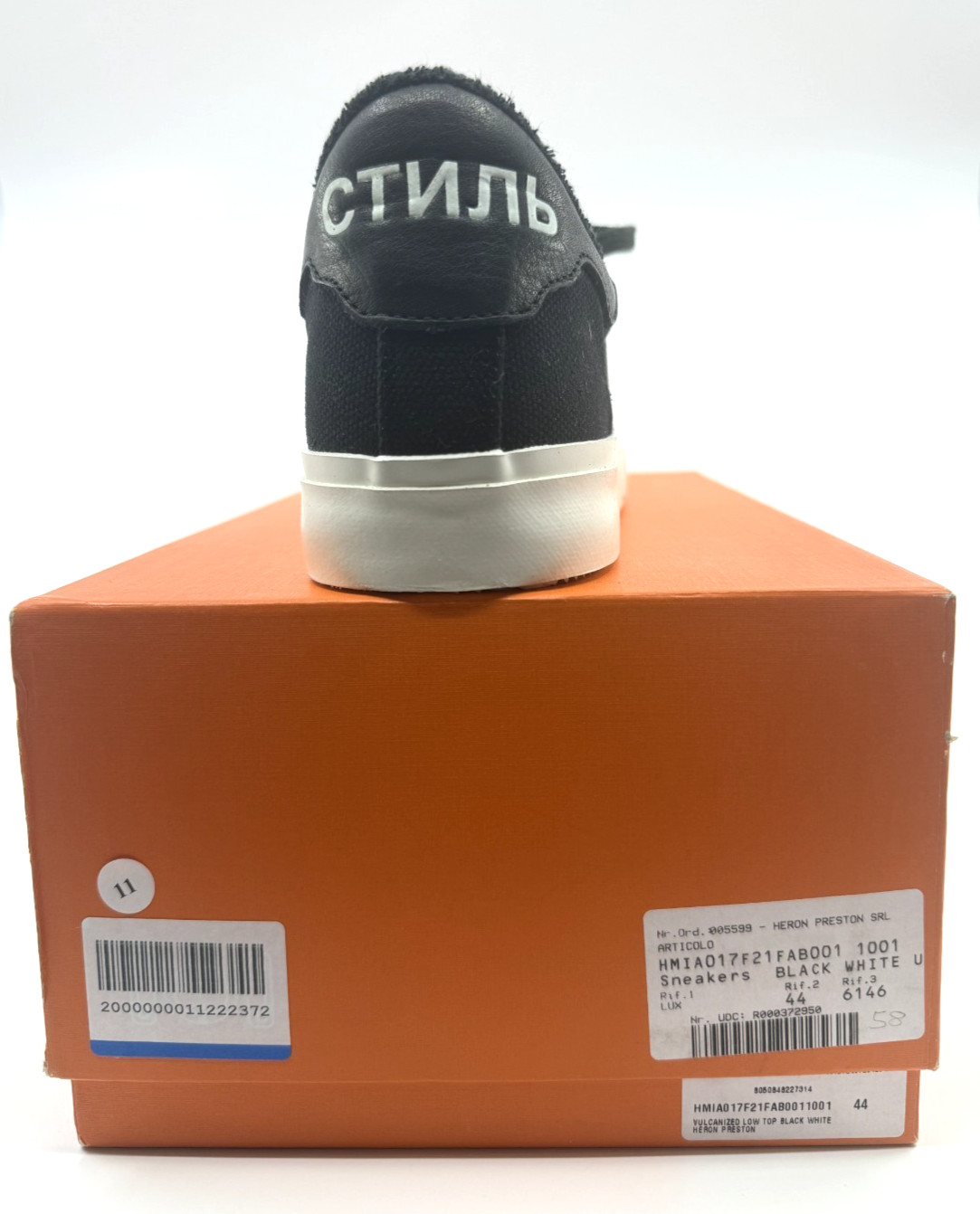 NEW in Box HERON PRESTON Vulcanized Low-Top Black White Sneaker СТИЛЬ Sz 44 11