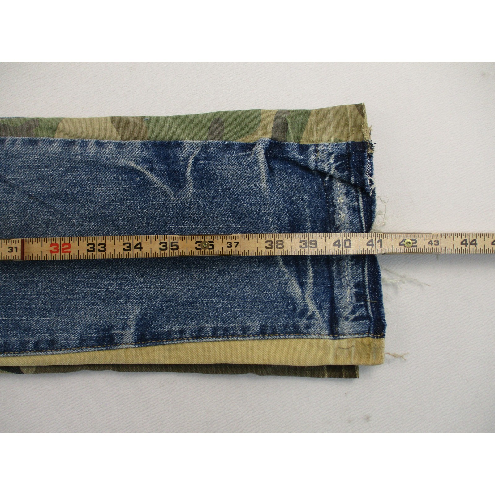 First Row Jeans Mens 36 Blue Slim Straight Distressed Patchwork Camo Utility