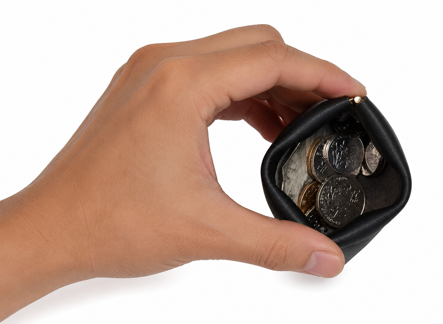 Leather Squeeze Coin Purse Pouch Change Holder For Men & Women – Balck [NEW]