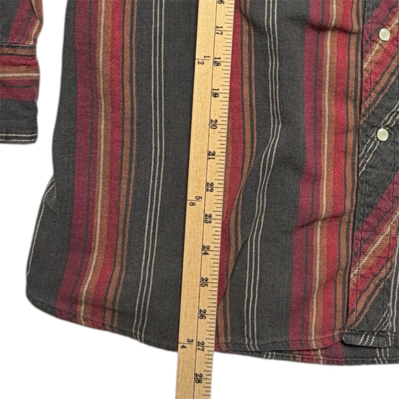 Vintage Wrangler Striped Pearl Snap Shirt 2XL Big Man Canvas Western Cowboy USA