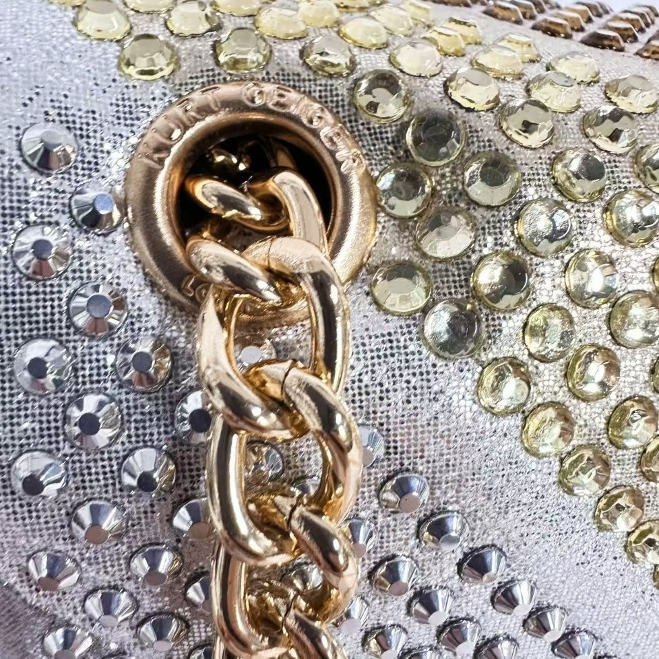 Kurt Geiger London Ombre Crystal Crossbody Bag Gold Eagle Chain 21×8×15 cm