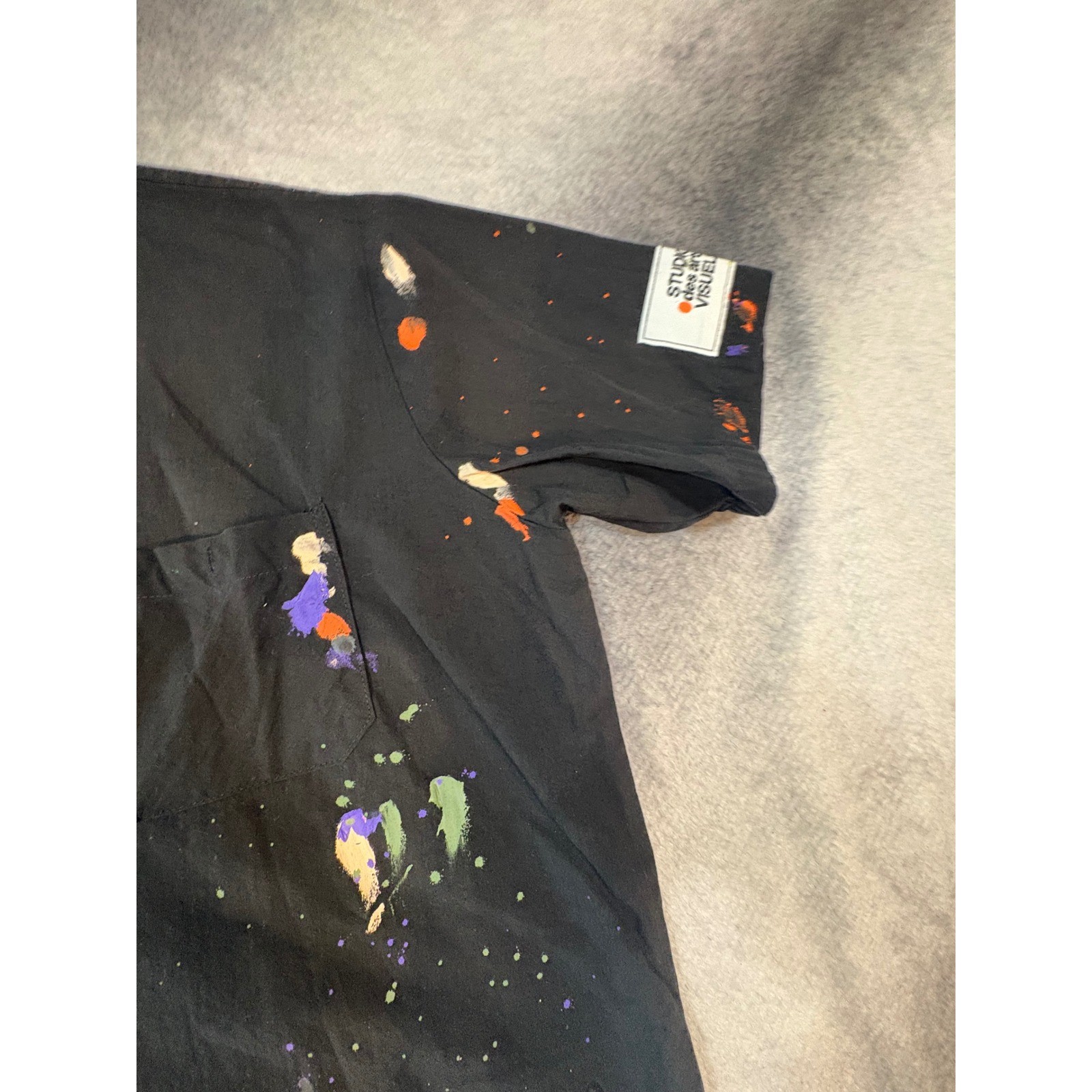 (B2) MNML Studio Des Arts Visuels Paint Splatter Cropped Shirt Black S M L Mens