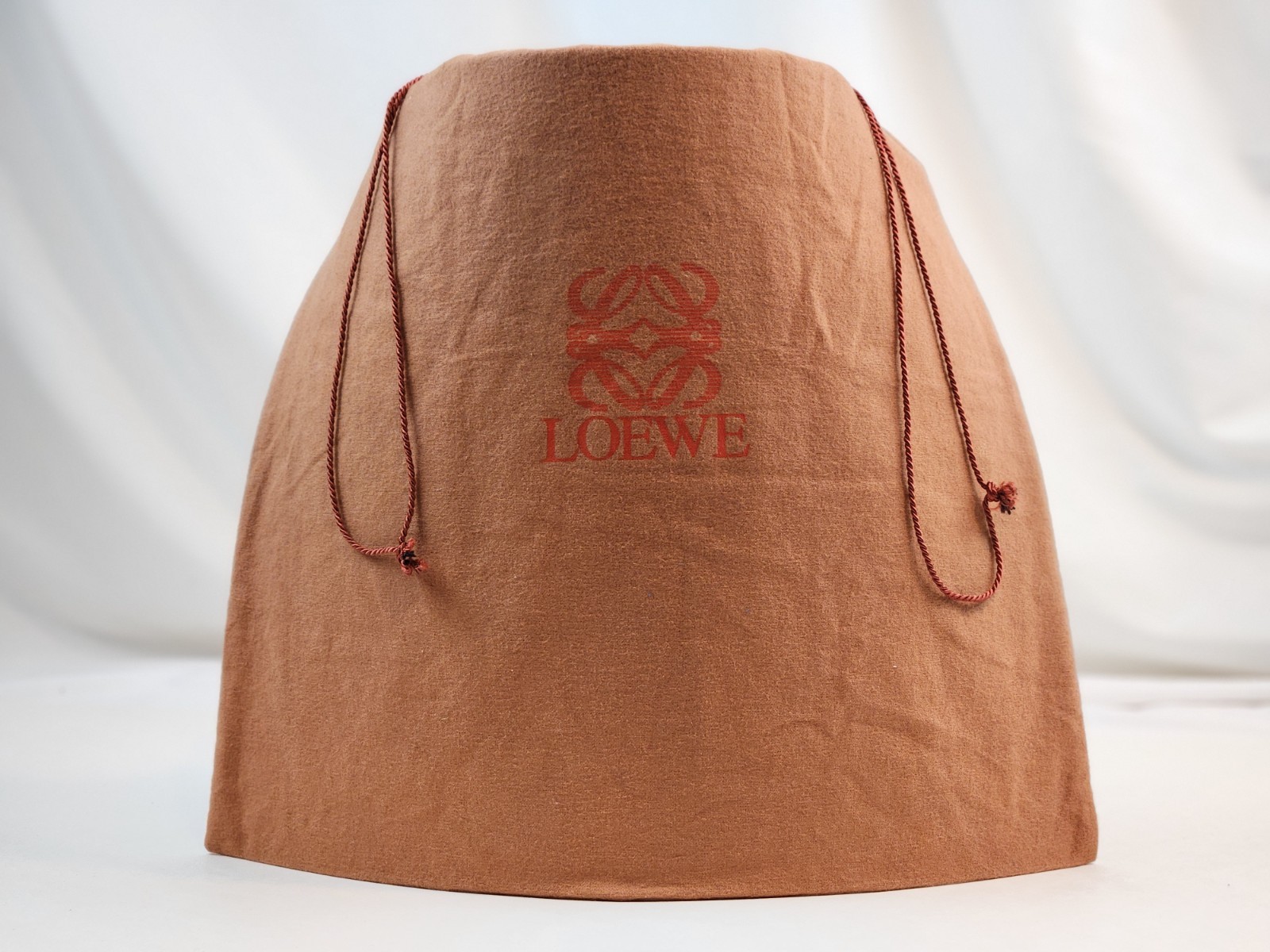 Authentic Loewe Dust Bag ONLY Drawstring 14.5 x 15.5″ Logo Brown Storing Closure