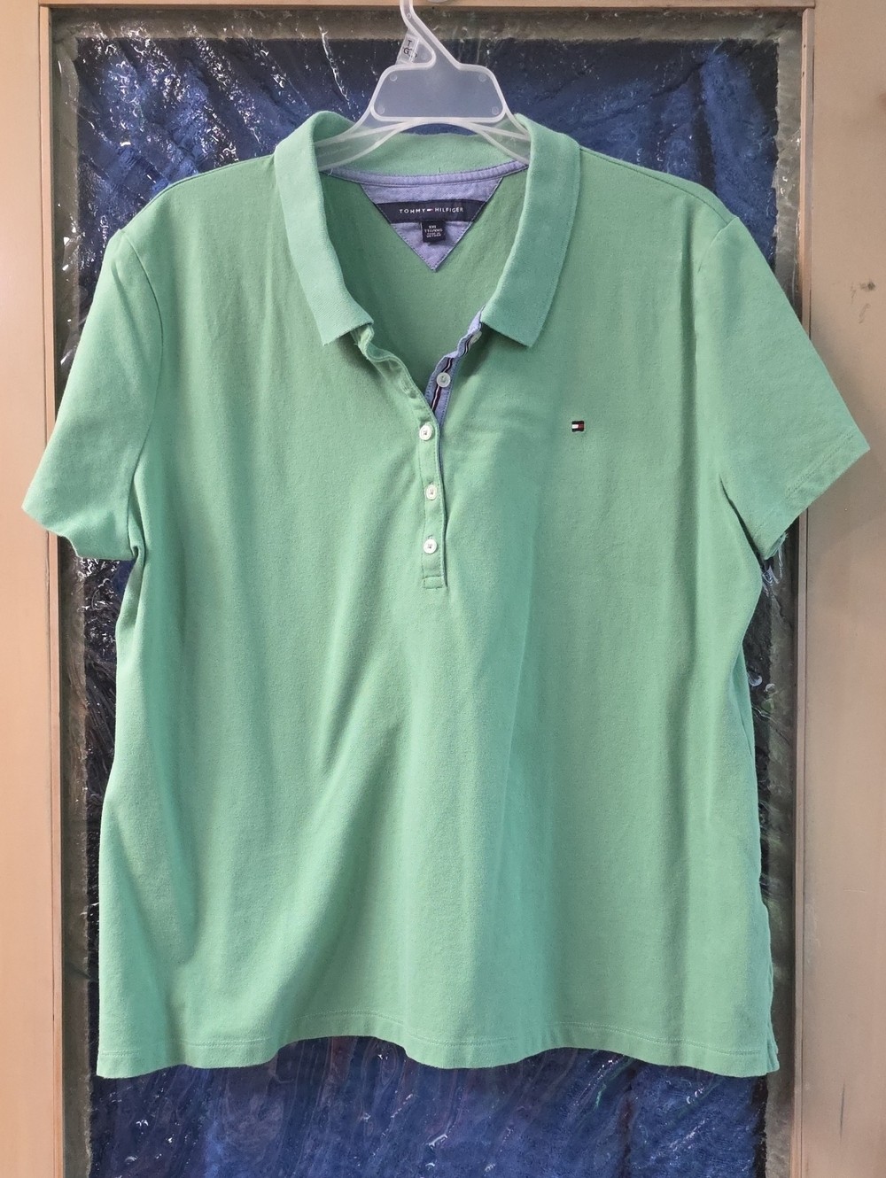 Tommy Hilfiger Green Polo Shirt with Chambray Trim