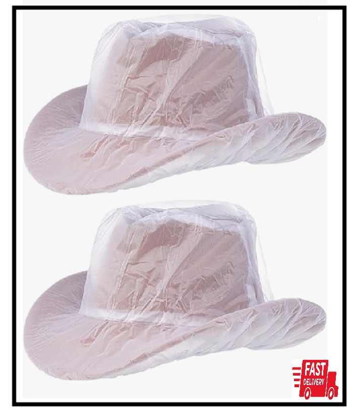 2Pcs Cowboy Hat Rain Covers Plastic Hat Waterproof Cover for Dust Unisex Travel