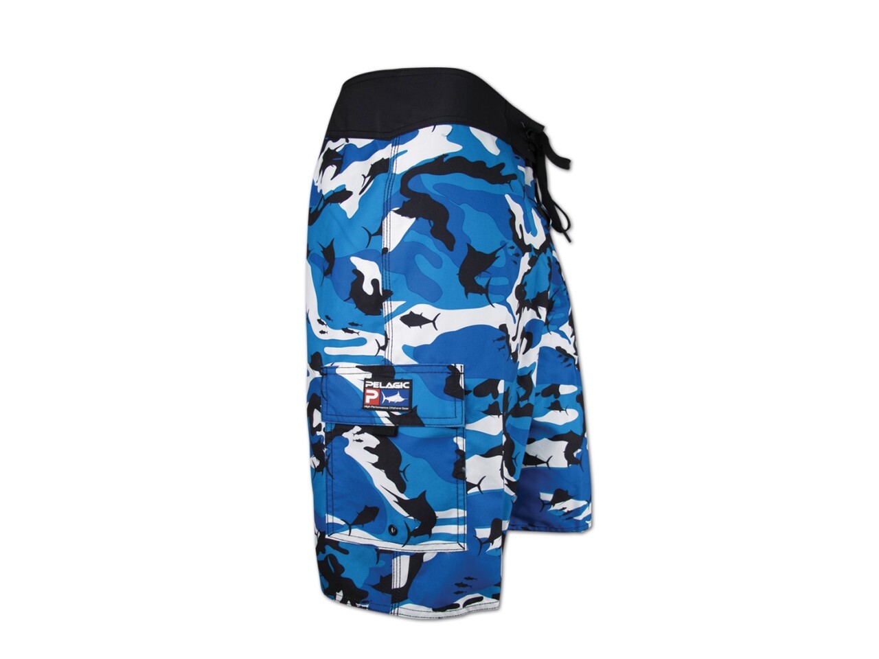 Pelagic Fish Camo Fishing Board Shorts Grey or Blue Fish Camo Color Size 32 – 40