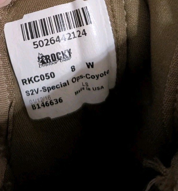 Rocky Mens Boots S2V Special Ops Tactical Military Combat Brown Lace Size 8 Wide