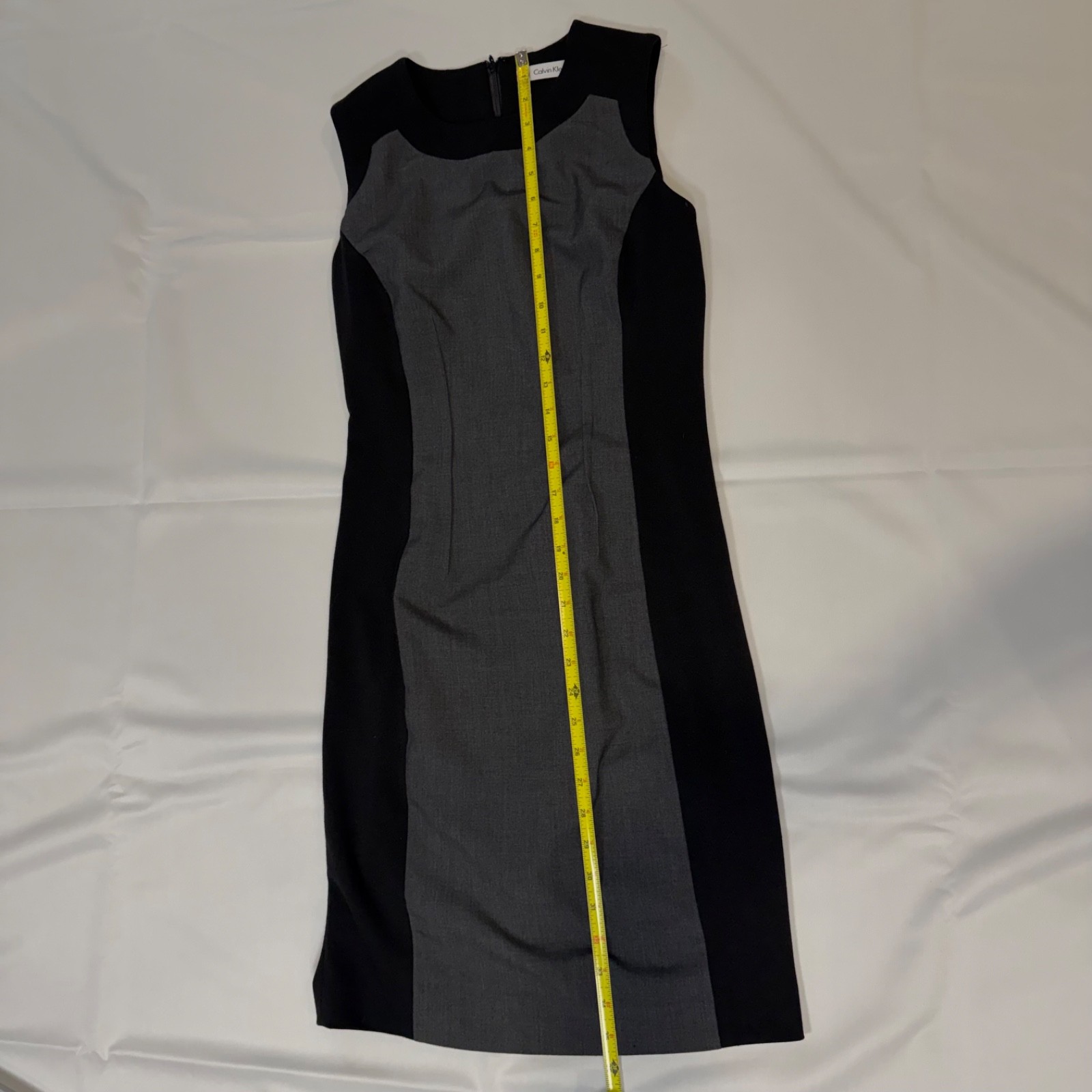 Calvin Klein Womens Black Grey Textured Colorblock Sheath Dress Size 10